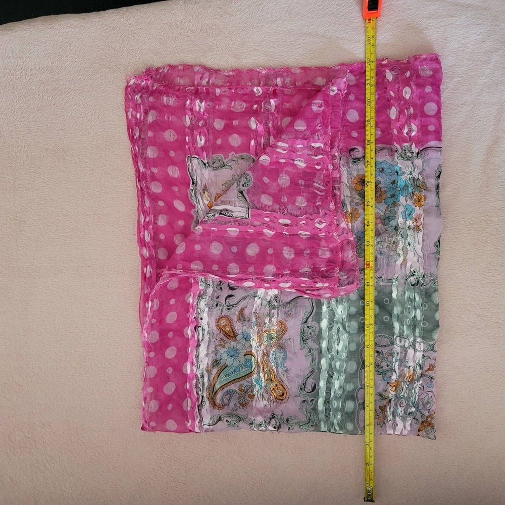 Pink and Green Patterned Scarf - Picture 5 of 6